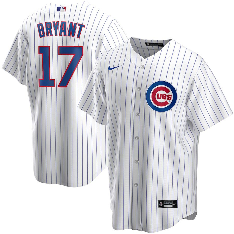 Mens Chicago Cubs 17 Kris Bryant Nike White Home Replica Player Name MLB Jerseys